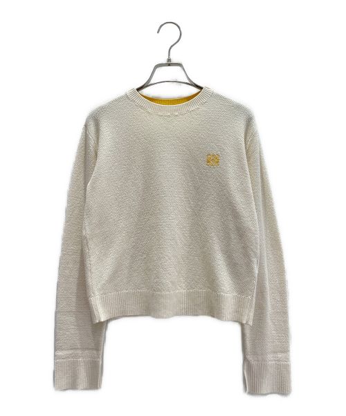 LOEWE（ロエベ）LOEWE (ロエベ) アナグラム刺繍クルーネックニット アイボリー サイズ:Sの古着・服飾アイテム
