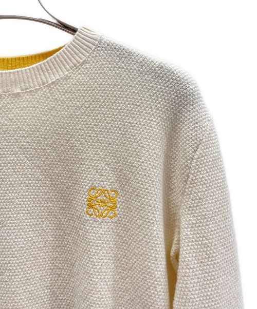 LOEWE（ロエベ）LOEWE (ロエベ) アナグラム刺繍クルーネックニット アイボリー サイズ:Sの古着・服飾アイテム