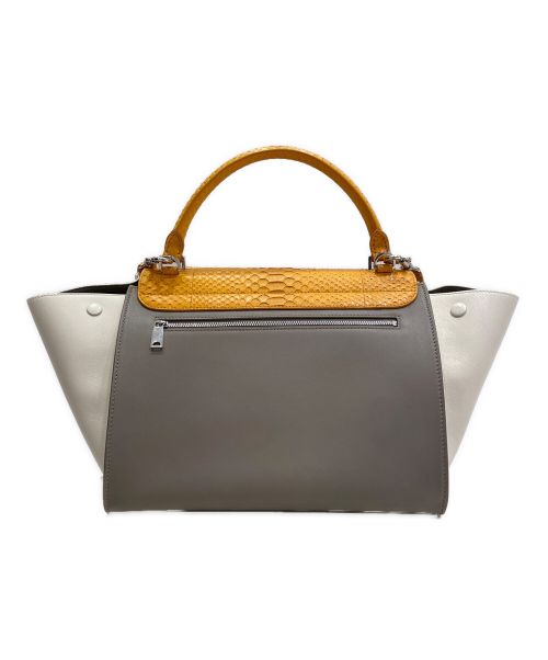 CELINE（セリーヌ）CELINE (セリーヌ) トラペーズ パイソン イエロー×ベージュ サイズ:ミディアムの古着・服飾アイテム