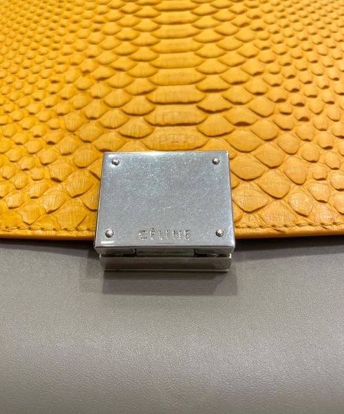 CELINE（セリーヌ）CELINE (セリーヌ) トラペーズ パイソン イエロー×ベージュ サイズ:ミディアムの古着・服飾アイテム