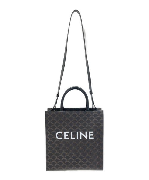 CELINE（セリーヌ）CELINE (セリーヌ) ミディアムバーティカルカバ ブラック×ブラウン サイズ:ミディアムの古着・服飾アイテム