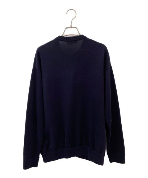 DRAWER（ドゥロワー）DRAWER (ドゥロワー) 12G コットン 天竺 クルーネックカーディガン ネイビー サイズ:FREEの古着・服飾アイテム