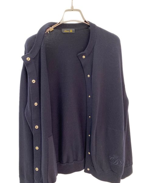 DRAWER（ドゥロワー）DRAWER (ドゥロワー) 12G コットン 天竺 クルーネックカーディガン ネイビー サイズ:FREEの古着・服飾アイテム