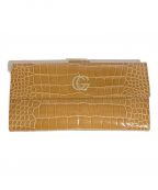 GUCCIグッチ）の古着「GGクロコロングウォレット」｜キャメル