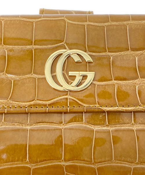 GUCCI（グッチ）GUCCI (グッチ) GGクロコロングウォレット キャメルの古着・服飾アイテム