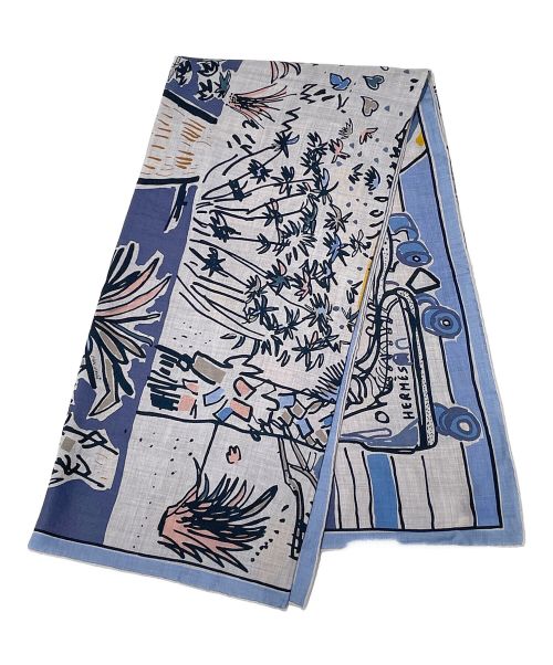 HERMES（エルメス）HERMES (エルメス) CHALE CACHEMIRE 140 ブルー サイズ:140の古着・服飾アイテム