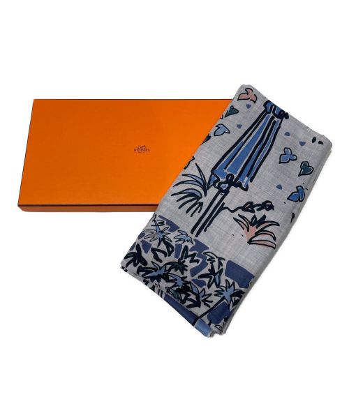 HERMES（エルメス）HERMES (エルメス) CHALE CACHEMIRE 140 ブルー サイズ:140の古着・服飾アイテム