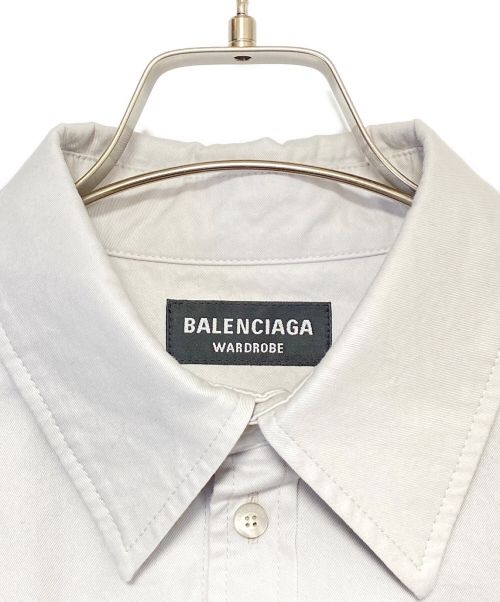 BALENCIAGA（バレンシアガ）BALENCIAGA (バレンシアガ) オーバーサイズダブルフェイス長袖シャツ ライトグレー サイズ:44 未使用品の古着・服飾アイテム