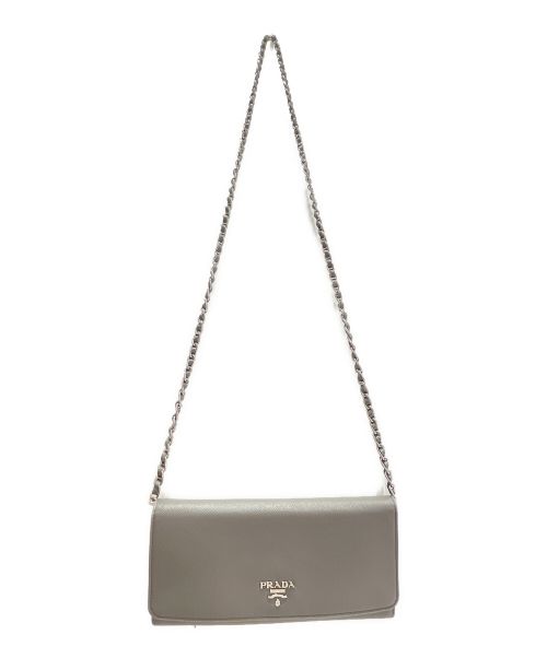 PRADA（プラダ）PRADA (プラダ) サフィアーノチェーンウォレット グレーの古着・服飾アイテム