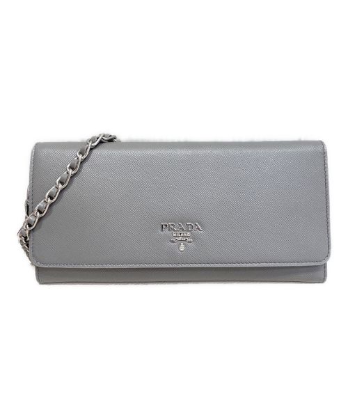PRADA（プラダ）PRADA (プラダ) サフィアーノチェーンウォレット グレーの古着・服飾アイテム
