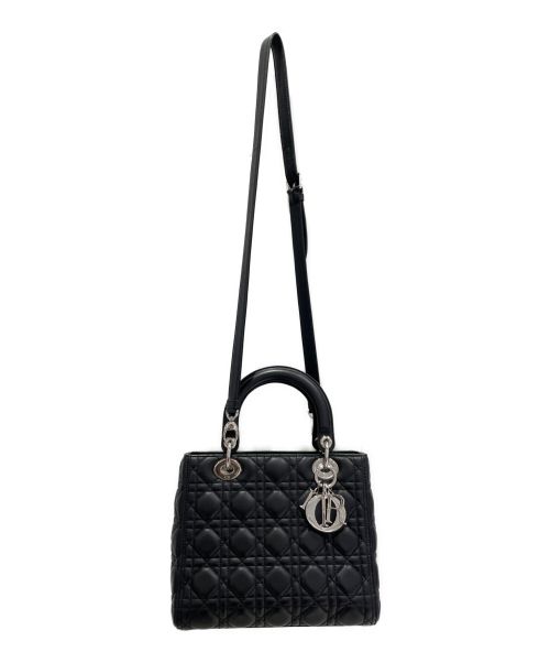 Christian Dior（クリスチャン ディオール）Christian Dior (クリスチャン ディオール) LADY DIORミディアム バッグ ブラックの古着・服飾アイテム