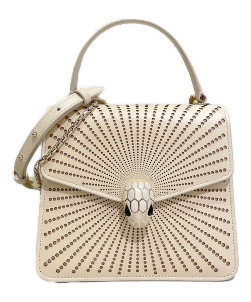 BVLGARI（ブルガリ）BVLGARI (ブルガリ) セルペンティ レザーカットトップハンドル ベージュの古着・服飾アイテム