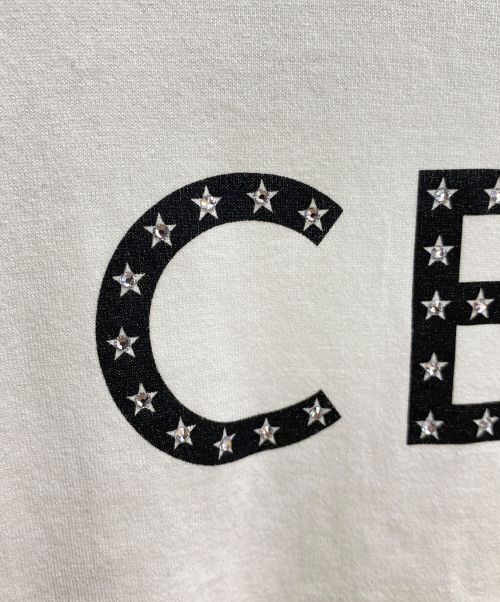 CELINE（セリーヌ）CELINE (セリーヌ) ラインストーン ルーズTシャツ ホワイト サイズ:Sの古着・服飾アイテム