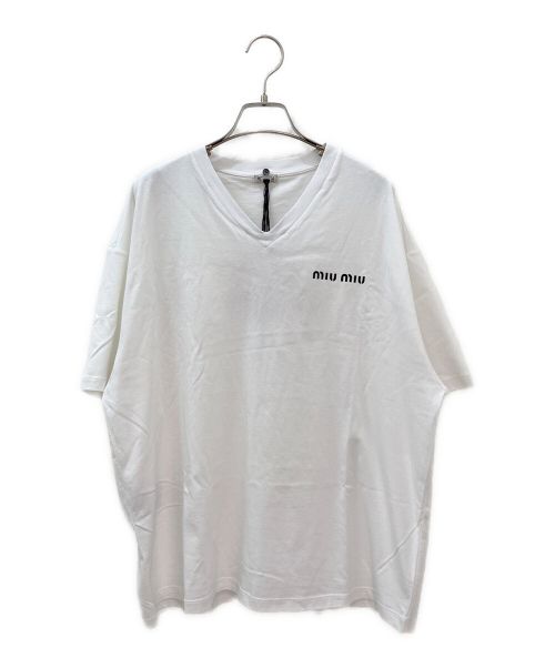 MIU MIU（ミュウミュウ）MIU MIU (ミュウミュウ) Printed cotton jersey T-shirt ホワイト サイズ:Sの古着・服飾アイテム