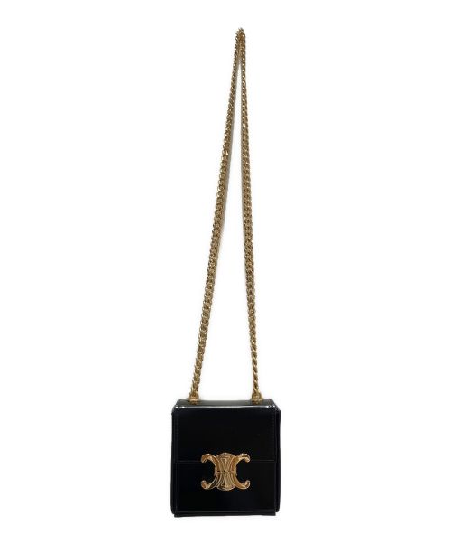 CELINE（セリーヌ）CELINE (セリーヌ) トリオンフ ミニチェーンボックス シャイニーカーフスキン ブラックの古着・服飾アイテム