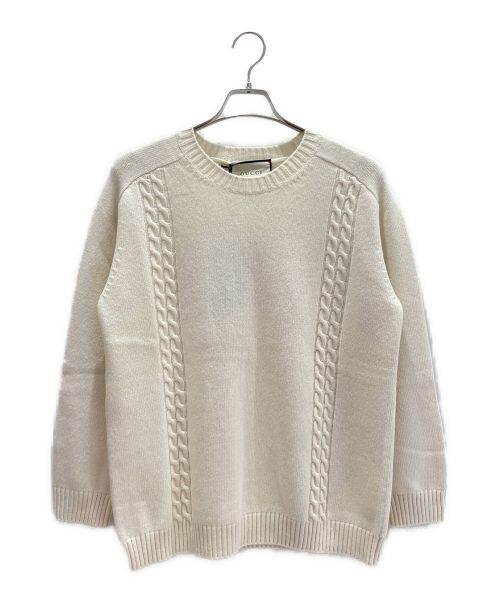 GUCCI（グッチ）GUCCI (グッチ) GGパッチウールセーター アイボリー サイズ:M 未使用品の古着・服飾アイテム