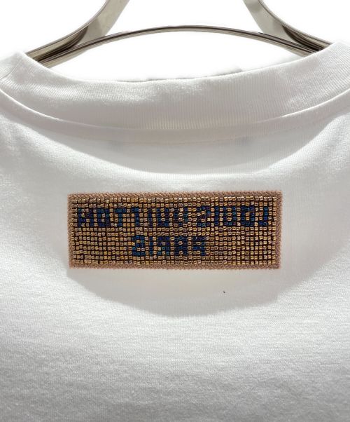 LOUIS VUITTON（ルイ ヴィトン）LOUIS VUITTON (ルイ ヴィトン) エンブロイダードビーズコットンクルーネック半袖Tシャツ ホワイト サイズ:Mの古着・服飾アイテム