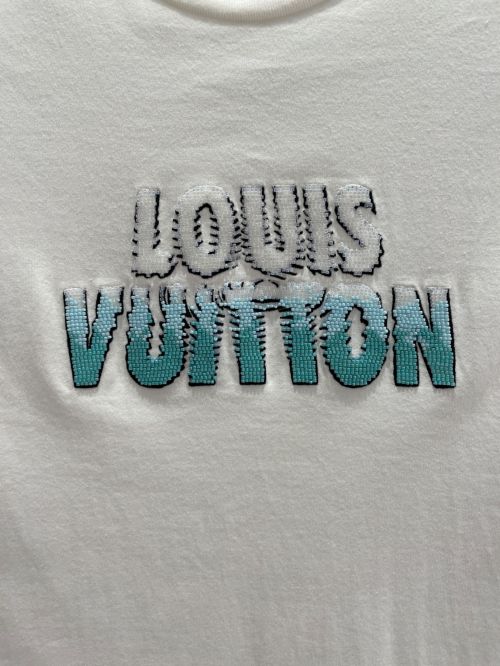 LOUIS VUITTON（ルイ ヴィトン）LOUIS VUITTON (ルイ ヴィトン) エンブロイダードビーズコットンクルーネック半袖Tシャツ ホワイト サイズ:Mの古着・服飾アイテム