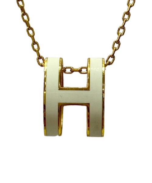 HERMES（エルメス）HERMES (エルメス) ポップアッシュネックレス ホワイト×ゴールドの古着・服飾アイテム