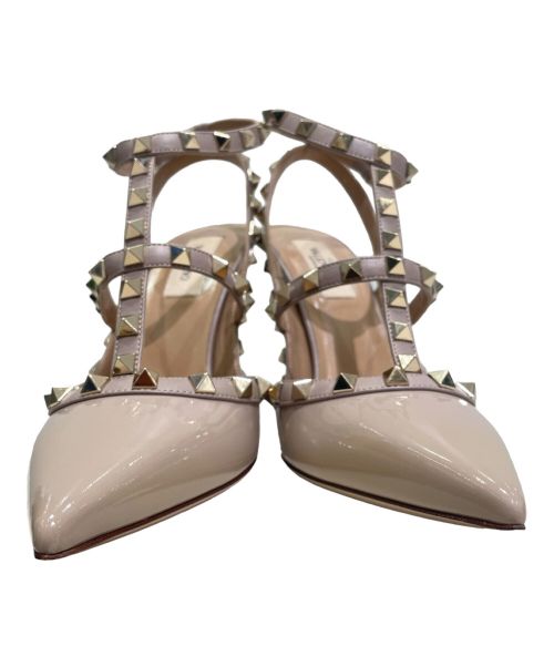 VALENTINO（ヴァレンティノ）VALENTINO (ヴァレンティノ) ロックスタッズ エナメル ストラップパンプス ベージュ サイズ:38の古着・服飾アイテム