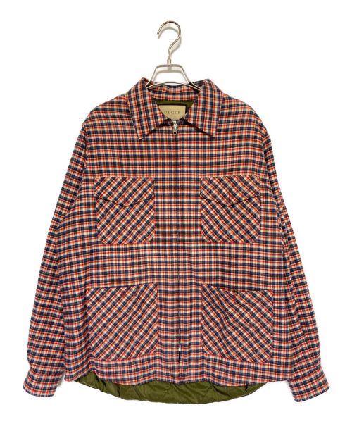GUCCI（グッチ）GUCCI (グッチ) Freya Hartas (フレイヤ ハルタス) チェック キルティングジャケット  レッド×ブルー サイズ:44の古着・服飾アイテム