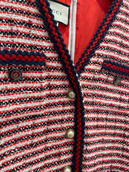 GUCCI（グッチ）GUCCI (グッチ) ツイードワンピース レッド サイズ:44の古着・服飾アイテム