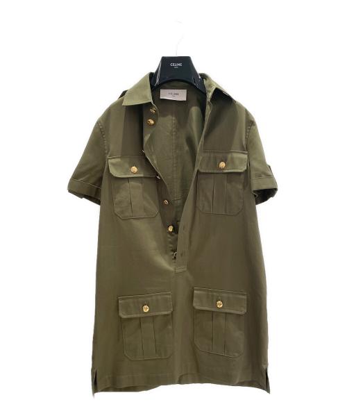 CELINE（セリーヌ）CELINE (セリーヌ) ライトウェイト アーミーツイル Tシャツワンピ オリーブ サイズ:38の古着・服飾アイテム