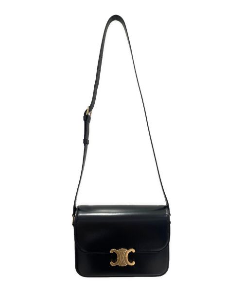 CELINE（セリーヌ）CELINE (セリーヌ) トリオンフショルダーバッグ ブラックの古着・服飾アイテム