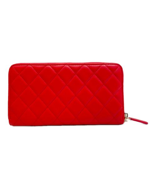 CHANEL（シャネル）CHANEL (シャネル) マトラッセカメリアロングウォレット レッドの古着・服飾アイテム