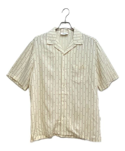 CELINE（セリーヌ）CELINE (セリーヌ) ミニ トリオンフ ストライププリント ハワイアンシャツ hawaiian shirt in printed viscose　（ビスコース プリンテッド ハワイアンシャツ） アイボリー サイズ:38の古着・服飾アイテム