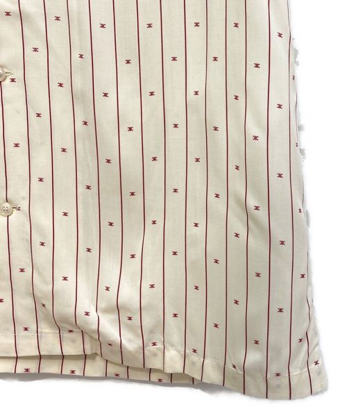 CELINE（セリーヌ）CELINE (セリーヌ) ミニ トリオンフ ストライププリント ハワイアンシャツ hawaiian shirt in printed viscose　（ビスコース プリンテッド ハワイアンシャツ） アイボリー サイズ:38の古着・服飾アイテム