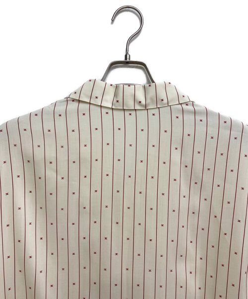 CELINE（セリーヌ）CELINE (セリーヌ) ミニ トリオンフ ストライププリント ハワイアンシャツ hawaiian shirt in printed viscose　（ビスコース プリンテッド ハワイアンシャツ） アイボリー サイズ:38の古着・服飾アイテム