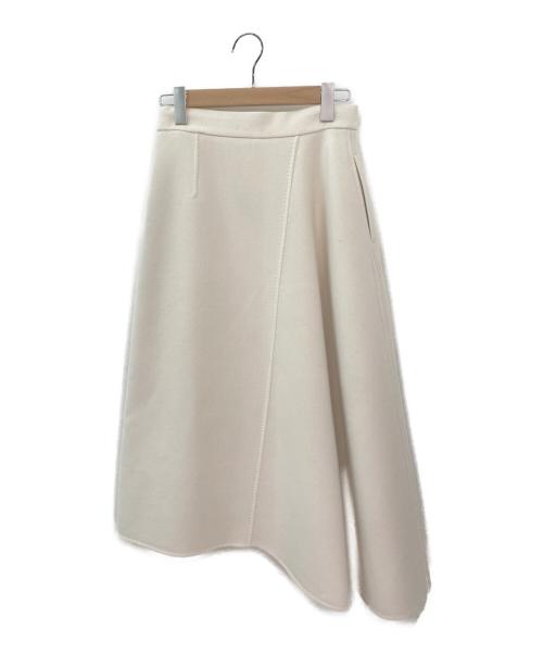 ebure（エブール）ebure (エブール) アシンメトリーウールフレアロングスカート アイボリー サイズ:38の古着・服飾アイテム