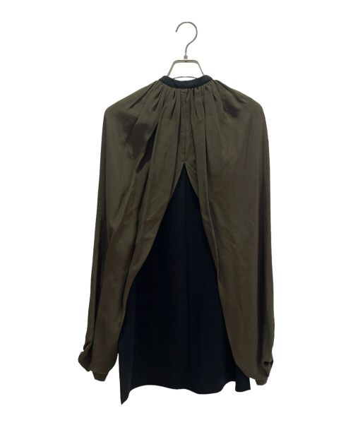 LOEWE（ロエベ）LOEWE (ロエベ) Billowing Cape Sleeve Blouse ブラック×カーキ サイズ:32の古着・服飾アイテム
