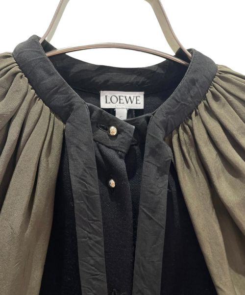 LOEWE（ロエベ）LOEWE (ロエベ) Billowing Cape Sleeve Blouse ブラック×カーキ サイズ:32の古着・服飾アイテム