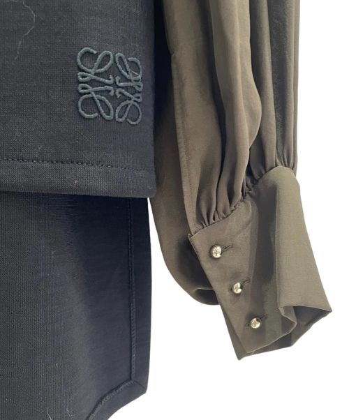 LOEWE（ロエベ）LOEWE (ロエベ) Billowing Cape Sleeve Blouse ブラック×カーキ サイズ:32の古着・服飾アイテム