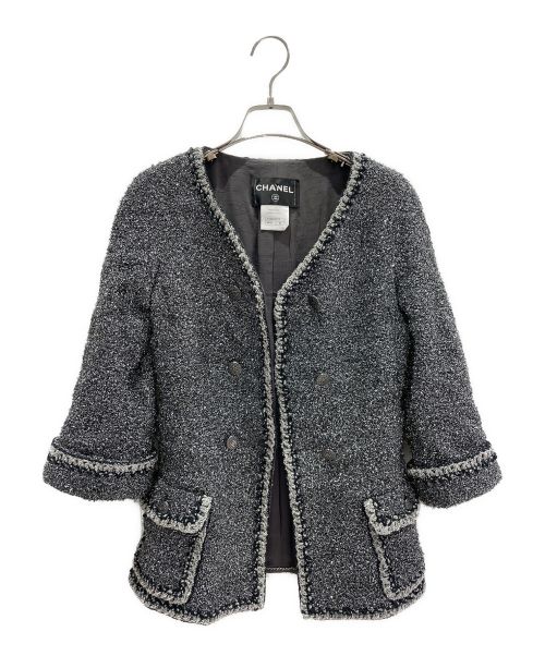CHANEL（シャネル）CHANEL (シャネル) シルバーラメツイードジャケット シルバー サイズ:34の古着・服飾アイテム