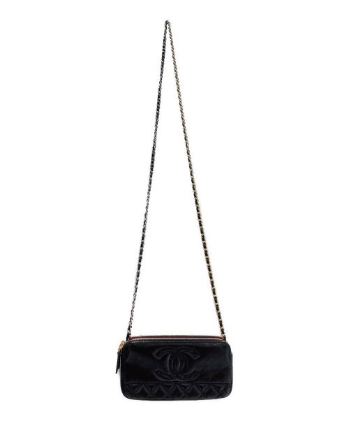 CHANEL（シャネル）CHANEL (シャネル) エイジドカーフチェーンウォレット ブラックの古着・服飾アイテム