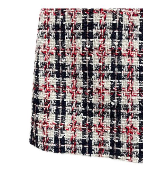 GUCCI（グッチ）GUCCI (グッチ) GGバックル台形ツイードスカート ネイビー×ホワイト×レッド サイズ:44の古着・服飾アイテム