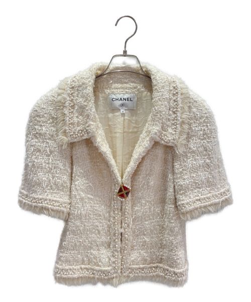 CHANEL（シャネル）CHANEL (シャネル) パールツイードジャケット ホワイト サイズ:34の古着・服飾アイテム