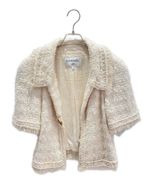 CHANEL（シャネル）CHANEL (シャネル) パールツイードジャケット ホワイト サイズ:34の古着・服飾アイテム