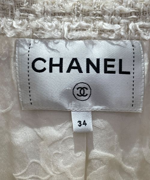 CHANEL（シャネル）CHANEL (シャネル) パールツイードジャケット ホワイト サイズ:34の古着・服飾アイテム