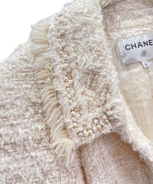 CHANEL（シャネル）CHANEL (シャネル) パールツイードジャケット ホワイト サイズ:34の古着・服飾アイテム