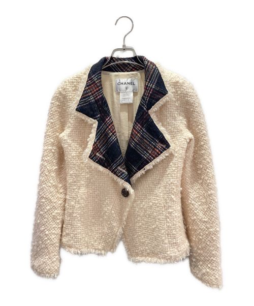 CHANEL（シャネル）CHANEL (シャネル) ツイードウールジャケット ホワイト サイズ:34の古着・服飾アイテム