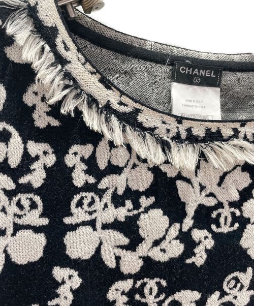 CHANEL（シャネル）CHANEL (シャネル) ココマークフラワージャガードニット ブラック×ホワイト サイズ:36の古着・服飾アイテム