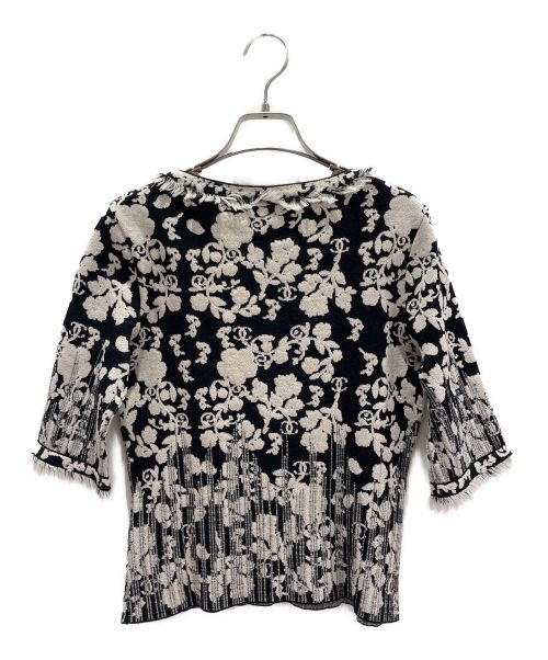 CHANEL（シャネル）CHANEL (シャネル) ココマークフラワージャガードニット ブラック×ホワイト サイズ:36の古着・服飾アイテム