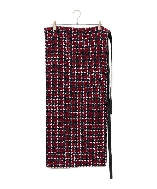 CHANEL（シャネル）CHANEL (シャネル) マキシラップスカート レッド×ブラック サイズ:36の古着・服飾アイテム