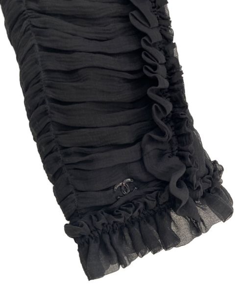CHANEL（シャネル）CHANEL (シャネル) フリルシフォンジャケット ブラック サイズ:40の古着・服飾アイテム