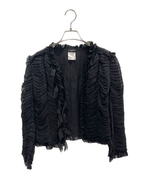 CHANEL（シャネル）CHANEL (シャネル) フリルシフォンジャケット ブラック サイズ:40の古着・服飾アイテム