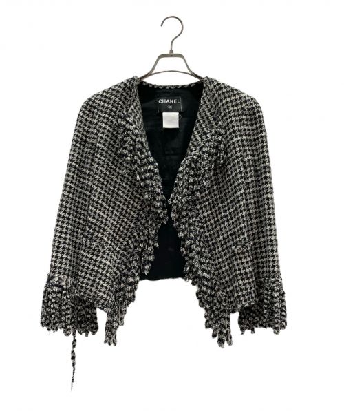 CHANEL（シャネル）CHANEL (シャネル) フリンジツイードドセットアップ ネイビー×ブラック×ホワイト サイズ:ジャケット36の古着・服飾アイテム